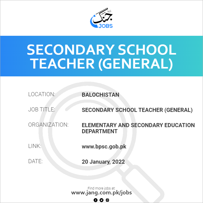 Secondary School Teacher (General) 