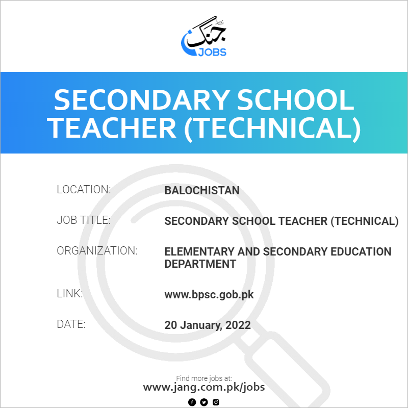 Secondary School Teacher (Technical) 