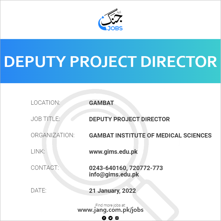 deputy-project-director-job-gambat-institute-of-medical-sciences