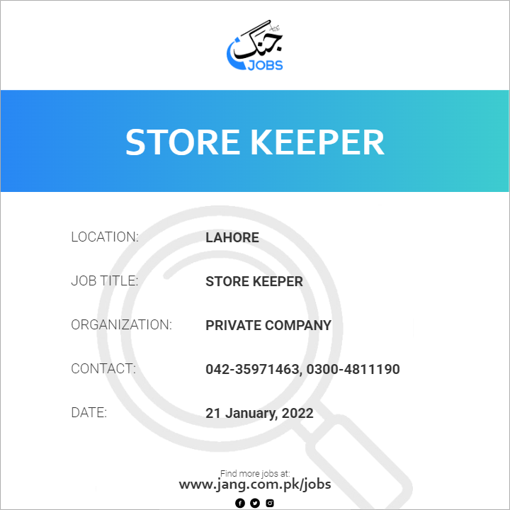 What Is Another Name For Store Keeper