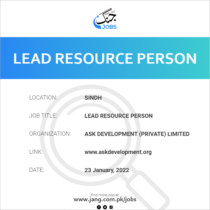 Lead Resource Person