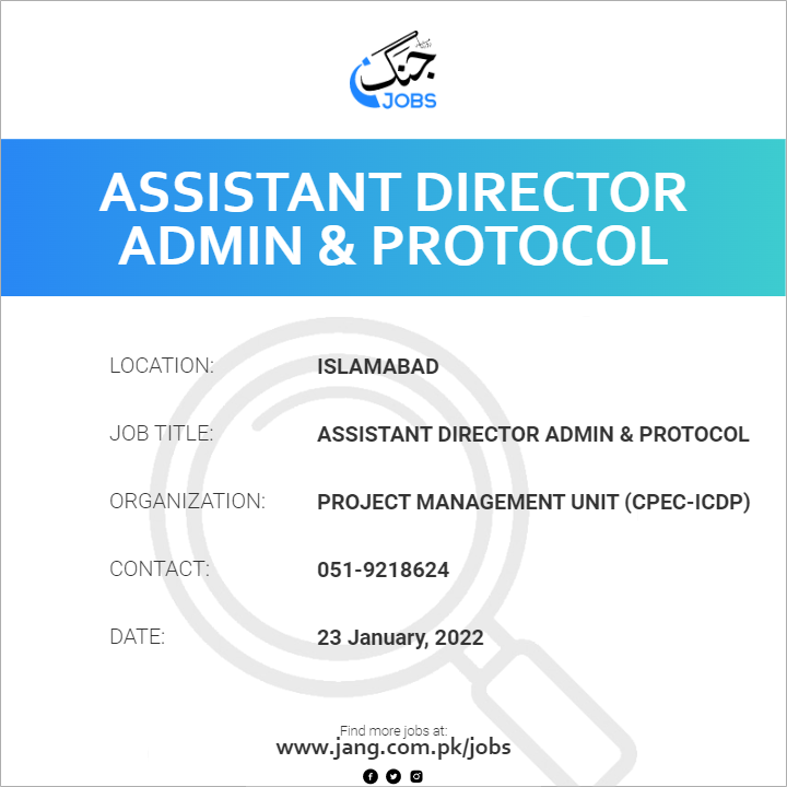 Assistant Director Admin & Protocol