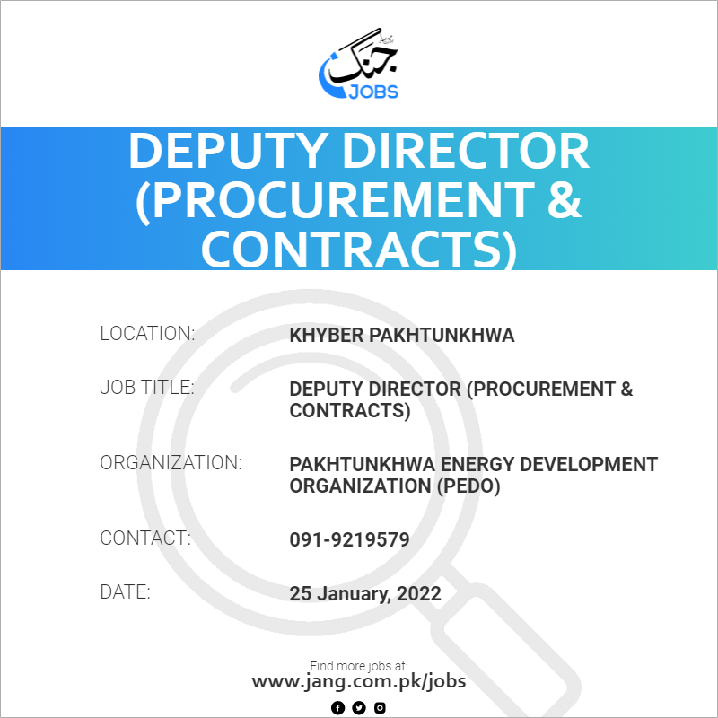 Deputy Director (Procurement & Contracts)