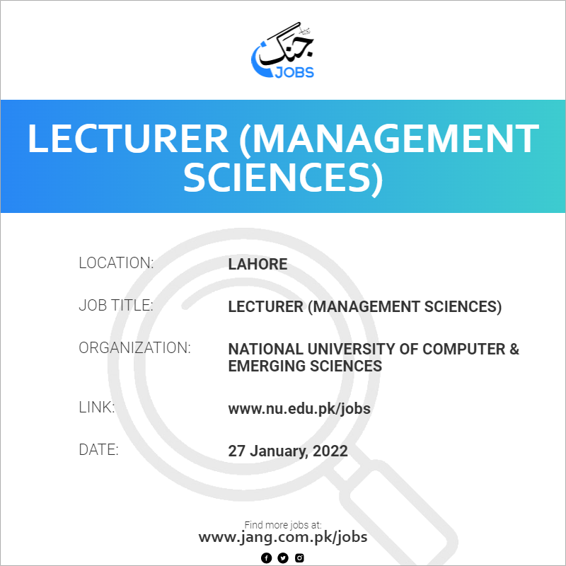 Lecturer (Management Sciences) 