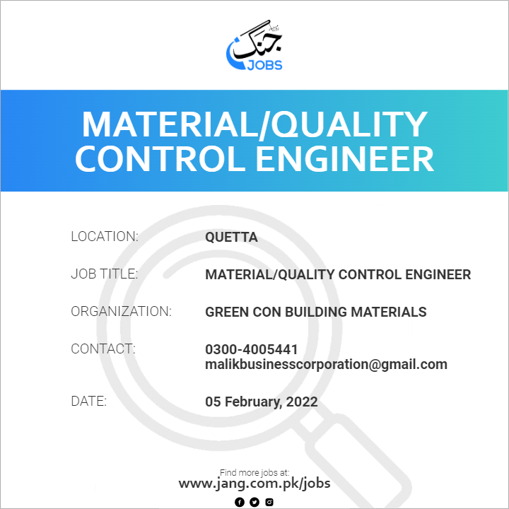 Material/Quality Control Engineer