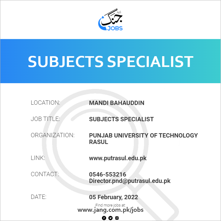 Subjects Specialist