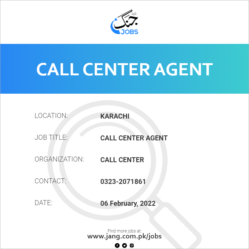 Call Center Agent Job Call Center Jobs In Karachi 36048