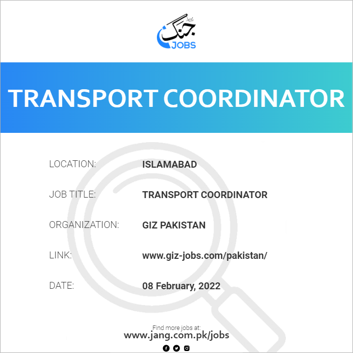 transport-coordinator-job-giz-pakistan-jobs-in-islamabad-36177