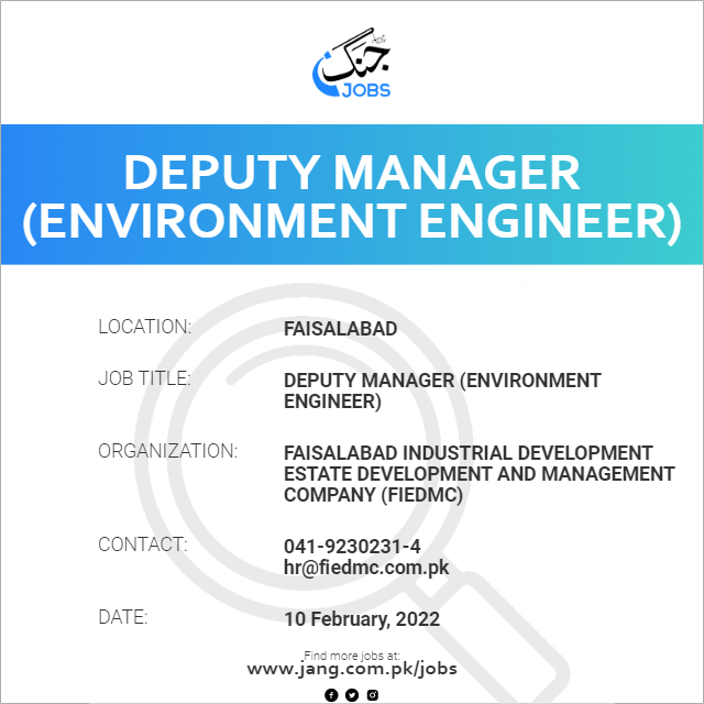 Deputy Manager (Environment Engineer)
