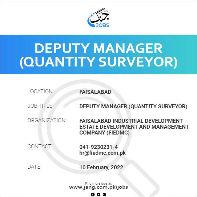 Deputy Manager (Quantity Surveyor)
