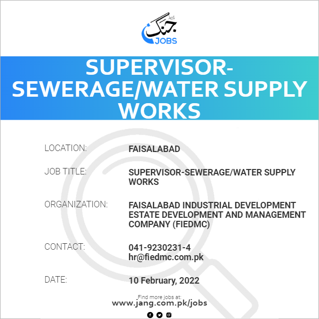 Supervisor-Sewerage/Water Supply Works