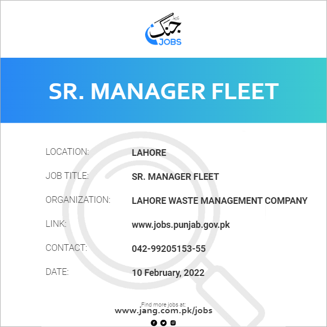 Sr. Manager Fleet