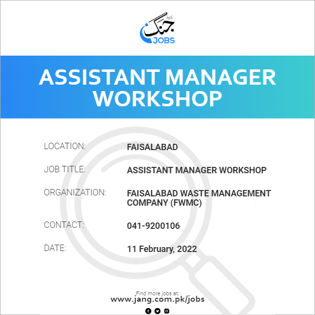 Assistant Manager Workshop