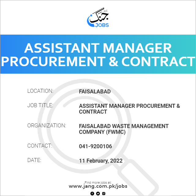 Assistant Manager Procurement & Contract