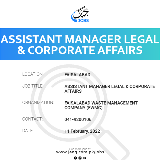 Assistant Manager Legal & Corporate Affairs