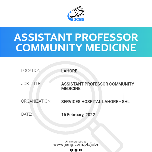 Assistant Professor Community Medicine