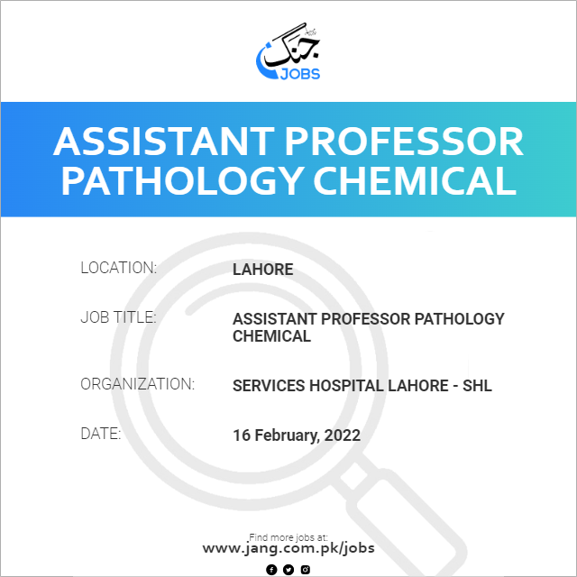 Assistant Professor Pathology Chemical