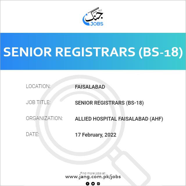 Senior Registrars (BS-18)