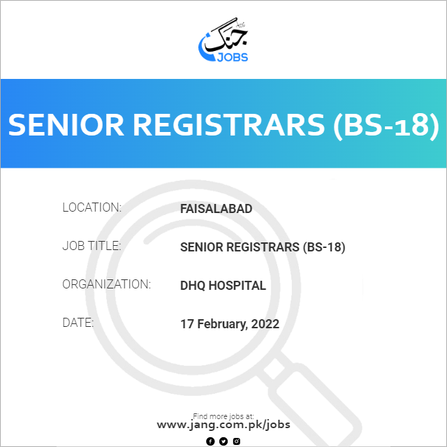 Senior Registrars (BS-18)