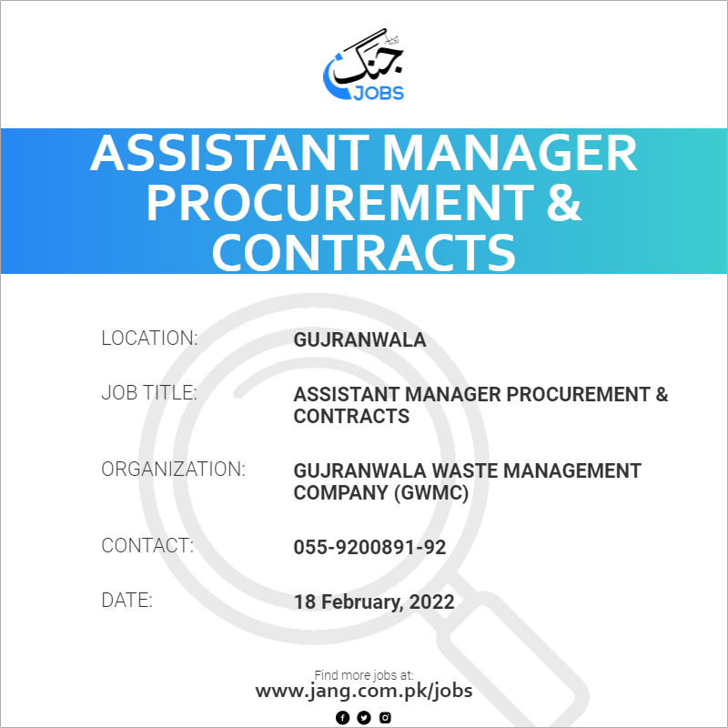 Assistant Manager Procurement & Contracts