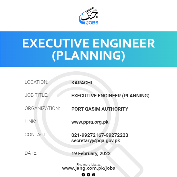 Executive Engineer (Planning)