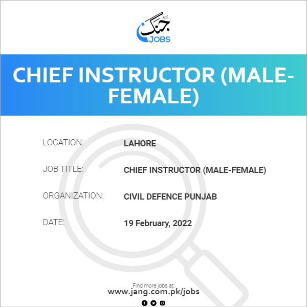 Chief Instructor (Male-Female)