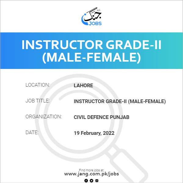 Instructor Grade-II (Male-Female)