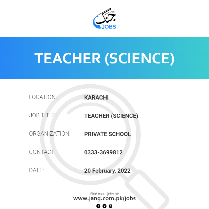 Teacher Science Job Private School Jobs In Karachi 37253   37253 011402 Card 