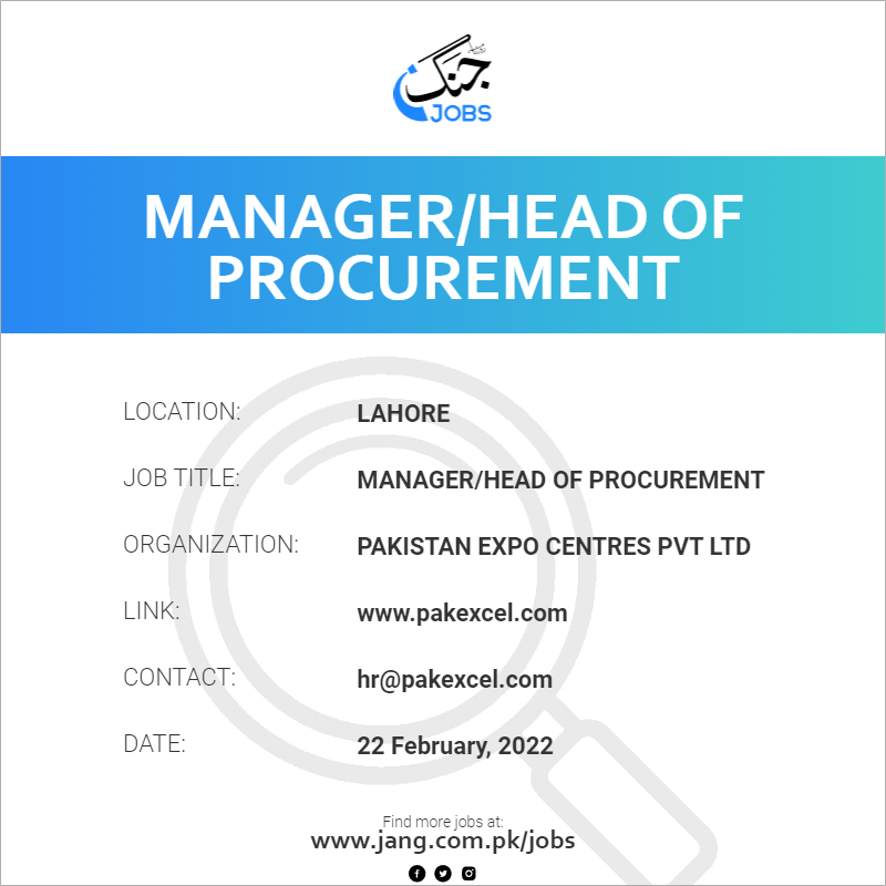 Manager/Head Of Procurement