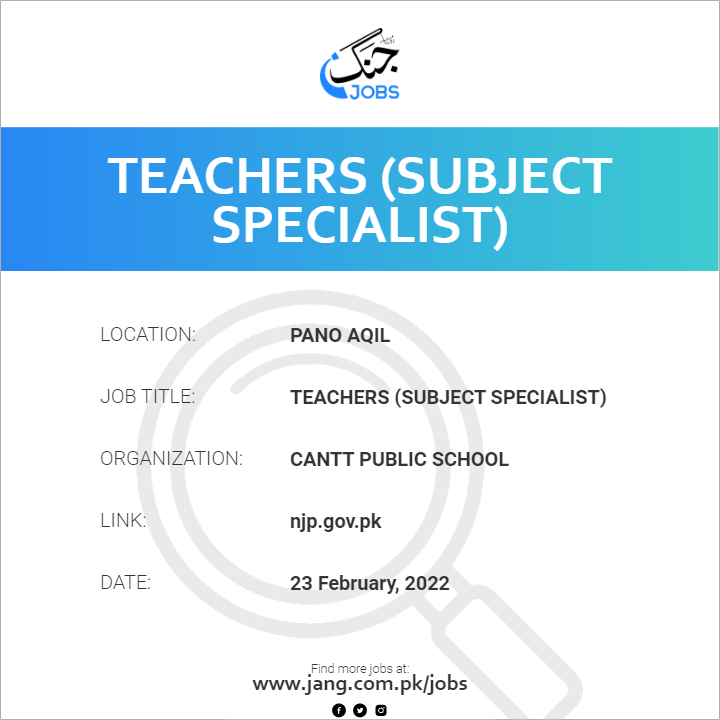 Teachers  (Subject Specialist)