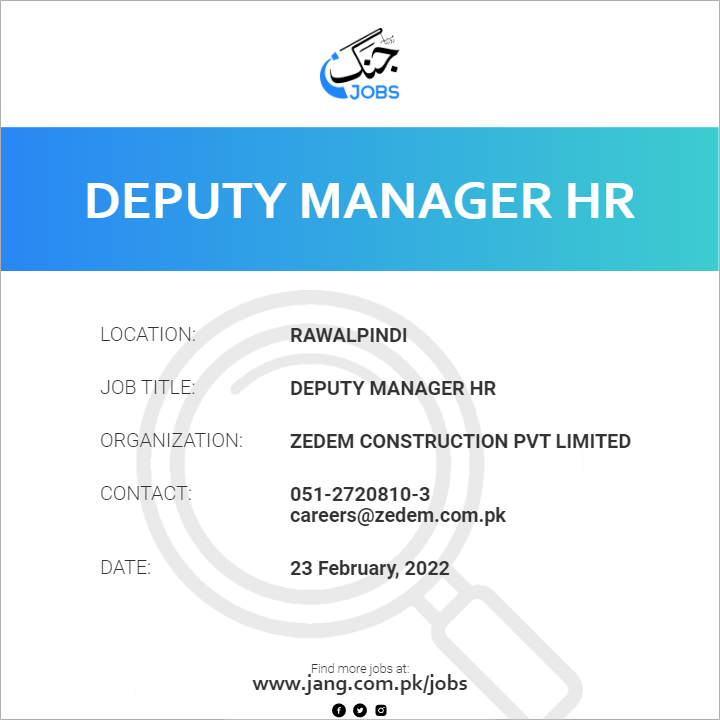 Deputy Manager HR