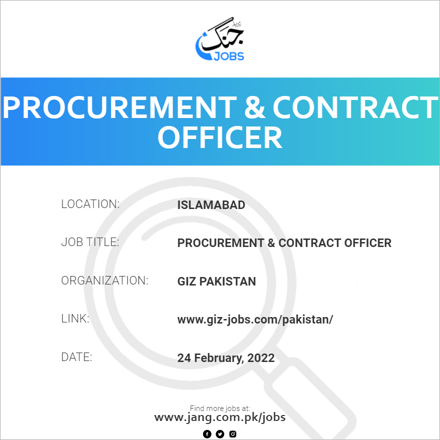 procurement-contract-officer-job-giz-pakistan-jobs-in-islamabad