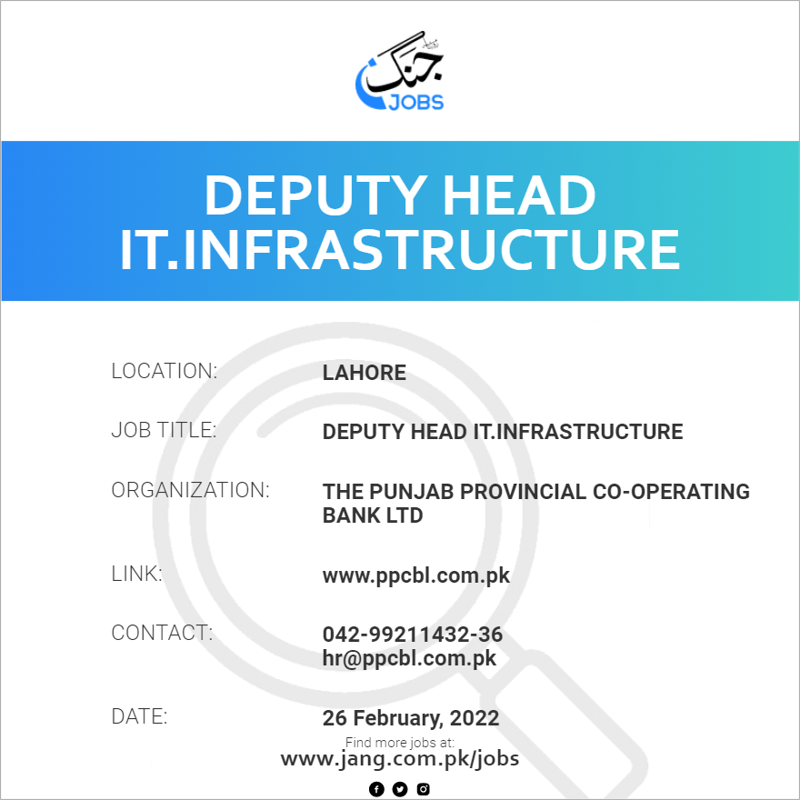 Deputy Head IT.Infrastructure