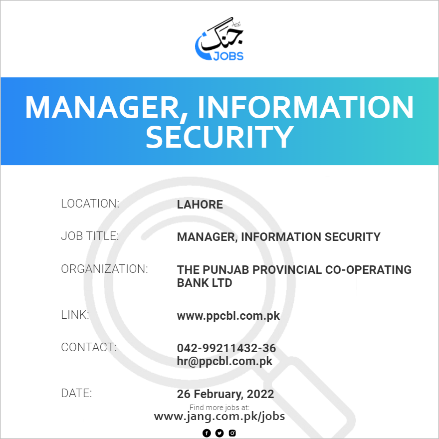 Manager, Information Security
