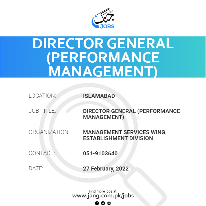 Director General (Performance Management)