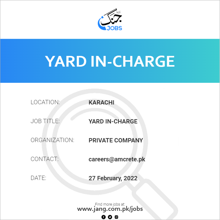 yard-in-charge-job-private-company-jobs-in-karachi-37805