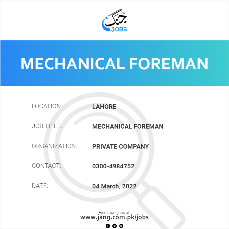 Mechanical Foreman