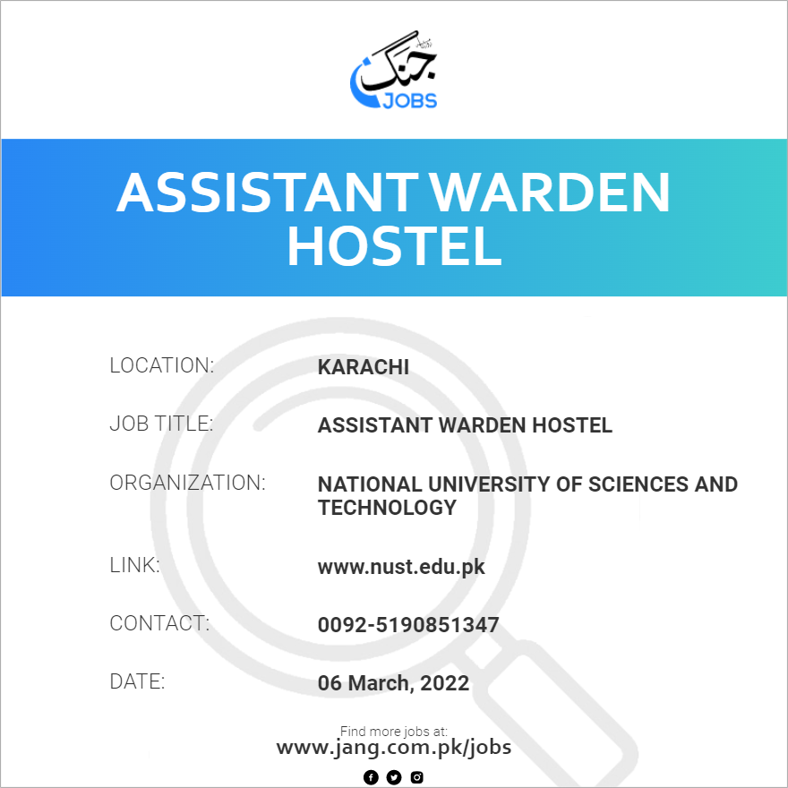 Assistant Warden Hostel