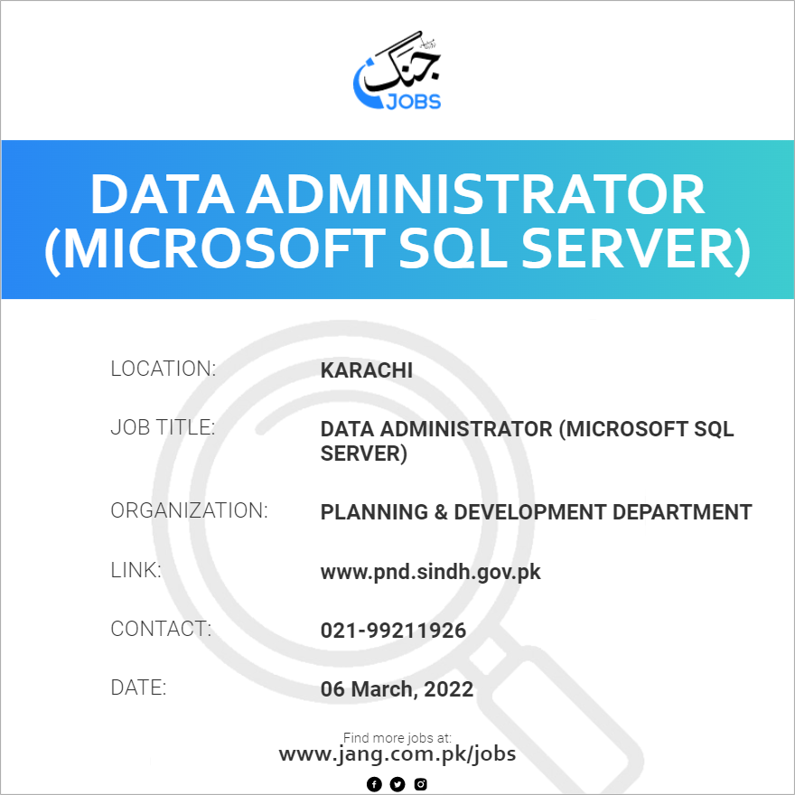 Data Administrator (Microsoft SQL server)