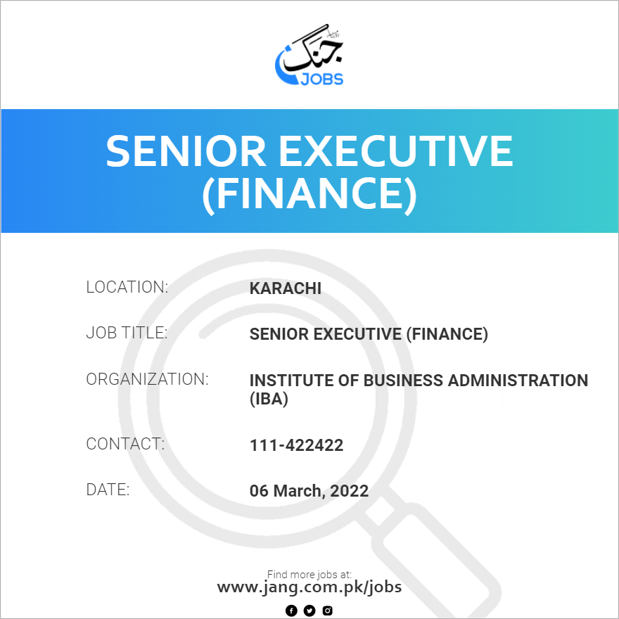 senior-executive-finance-job-institute-of-business-administration