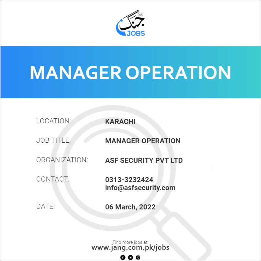 manager-operation-job-asf-security-pvt-ltd-jobs-in-karachi-38379