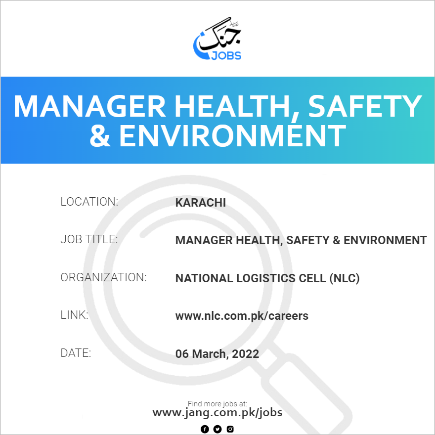 manager-health-safety-environment-job-national-logistics-cell-nlc