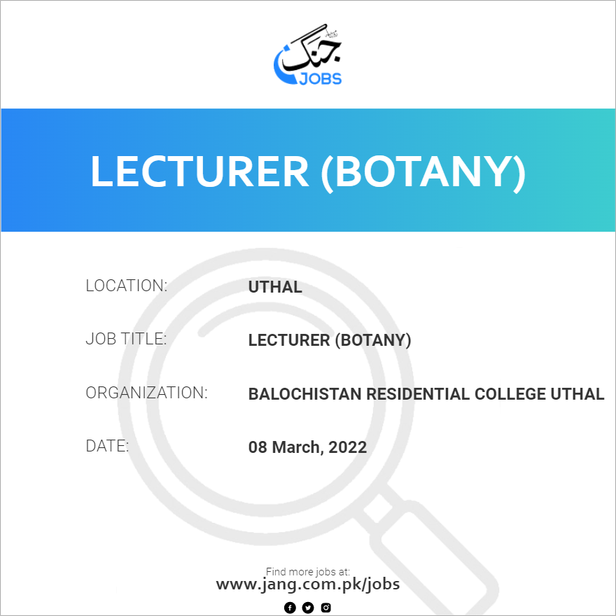 Lecturer (Botany)