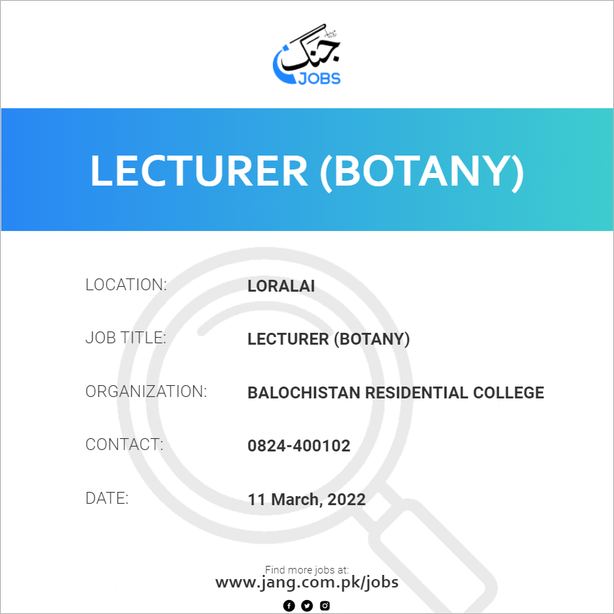 Lecturer (Botany)