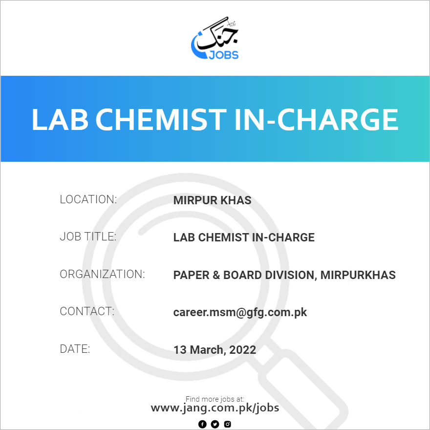 Lab Chemist In-Charge