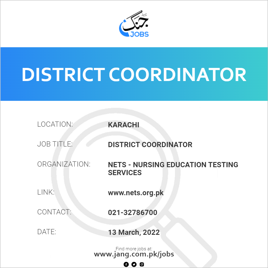 District Coordinator Job Nets Nursing Education Testing Services