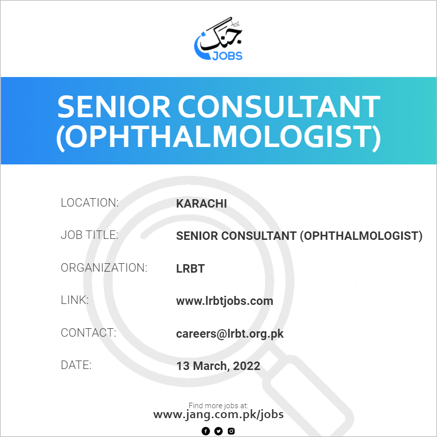 Senior Consultant (Ophthalmologist)