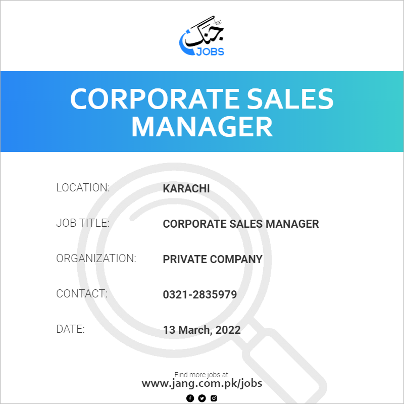 Corporate Sales Manager