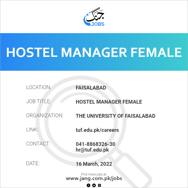 Hostel Manager Female