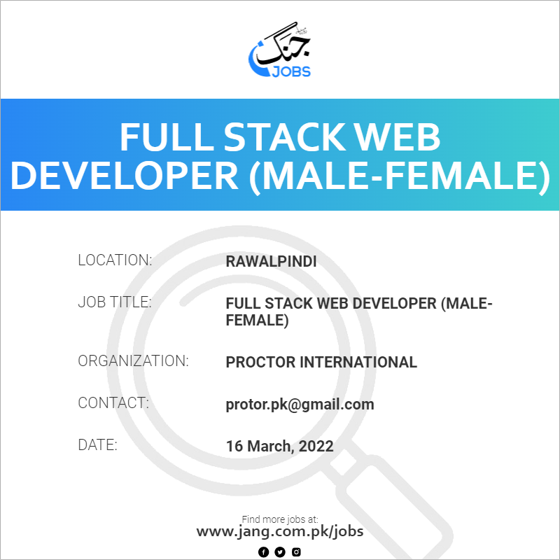 Full Stack Web Developer (Male-Female)